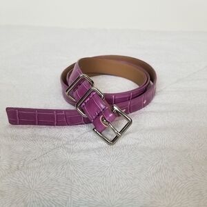 Croc embossed lavender purple faux leather belt silver buckle fairy coquette M